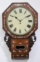 English octagon drop fusee wall clock, ca. 1890.