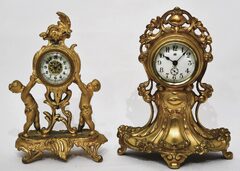 Gilded boudoir clocks, ca. 1910.