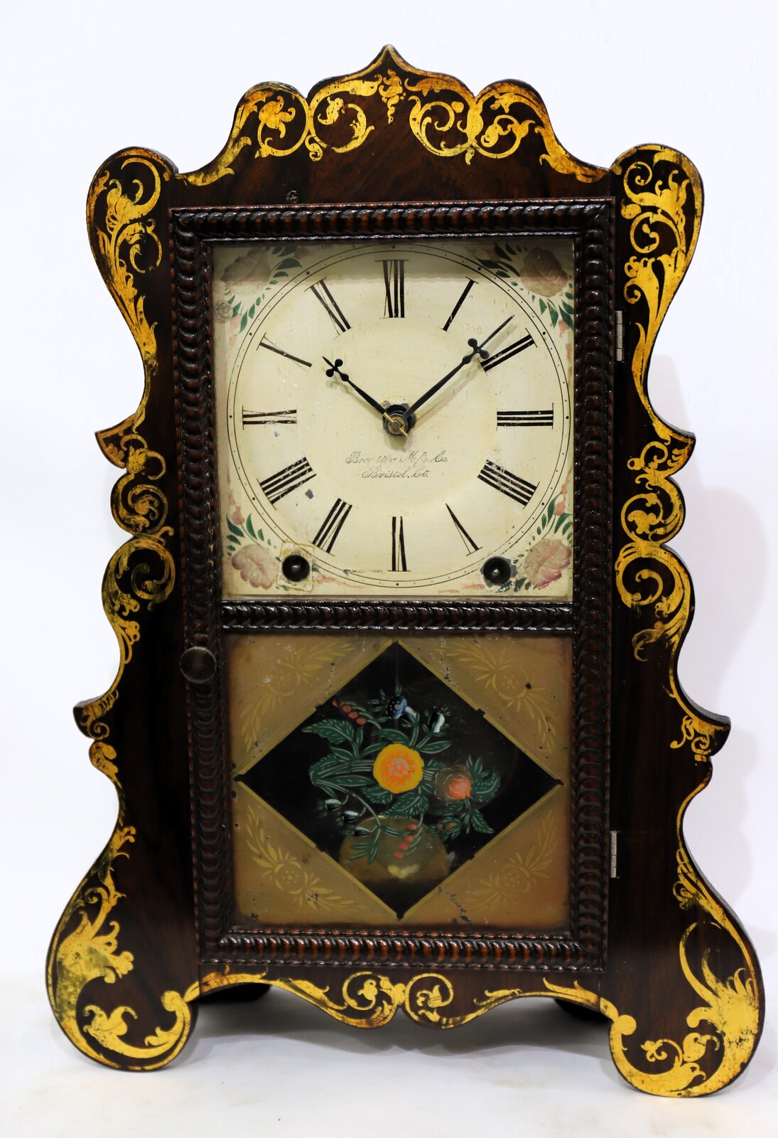 Brewster Mfg. Co. gilded scroll-front, 1852-1854. — Antique Clocks Price Guide