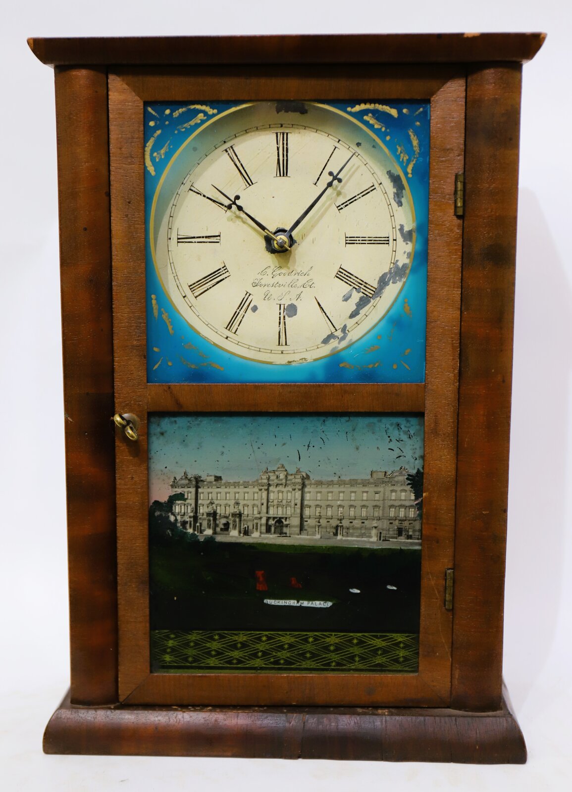 Chauncey Goodrich mirror-sided shelf clock, ca. 1853. — Antique Clocks Price Guide