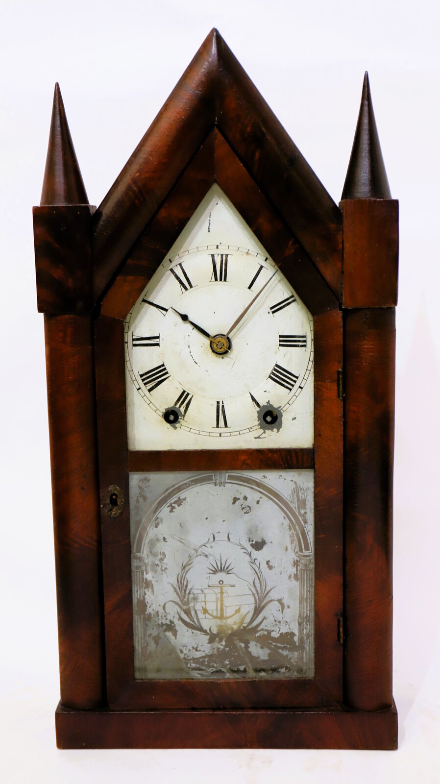 Brewster & Ingrahams 8-day steeple with cast iron backplate, 1843-1846. — Antique Clocks Price Guide