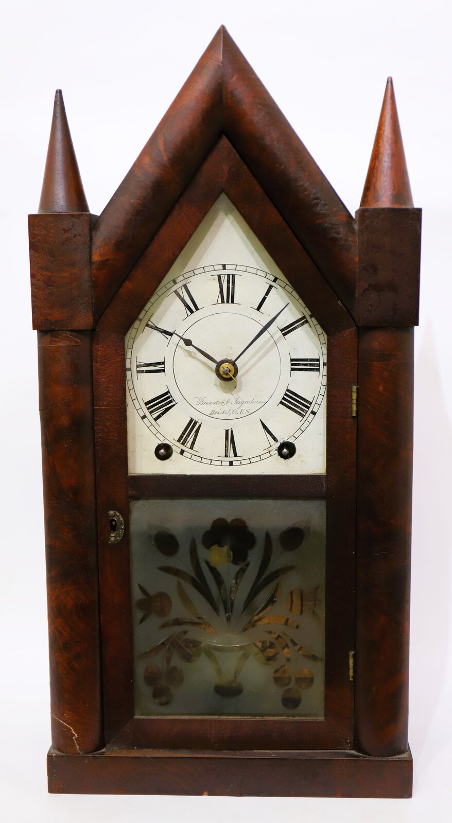 Brewster & Ingrahams 8-day repeating steeple with brass springs, 1846-1852. — Antique Clocks Price Guide