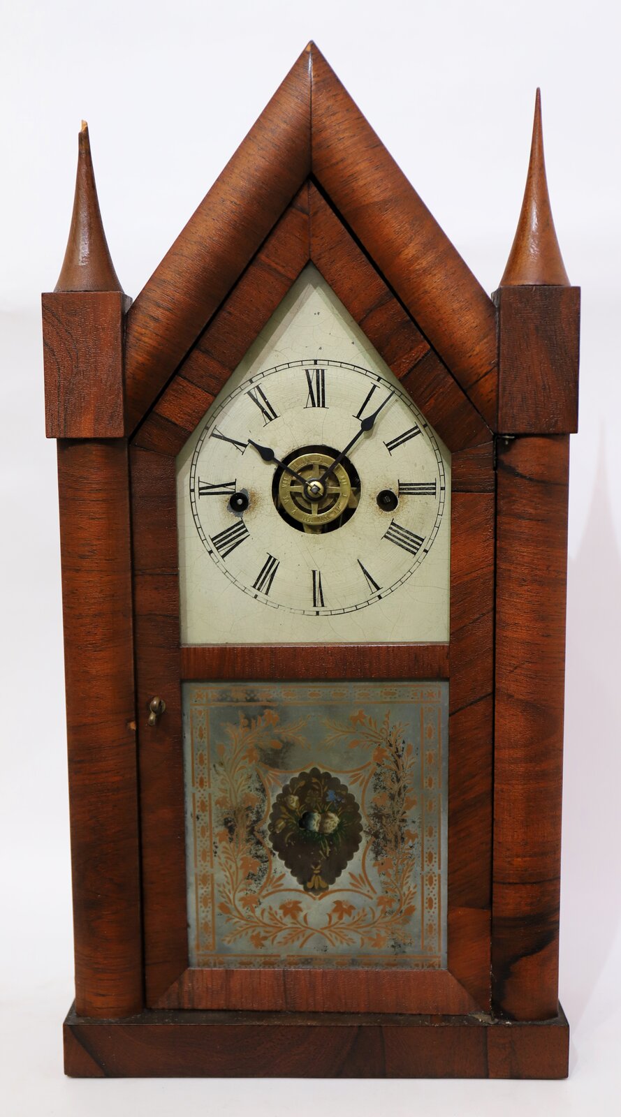 Chauncey Jerome 30-hour steeple with front-mounted springs, 1844-1850. — Antique Clocks Price Guide