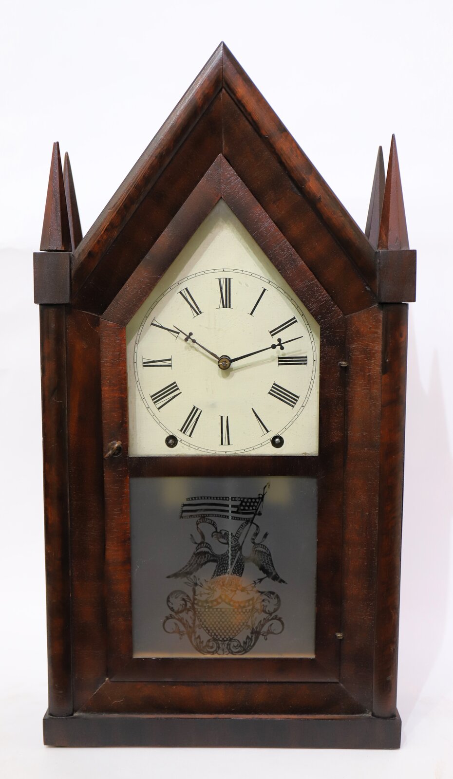 Sperry & Shaw(?) 8-day steeple with four finials, 1844-1851. — Antique Clocks Price Guide