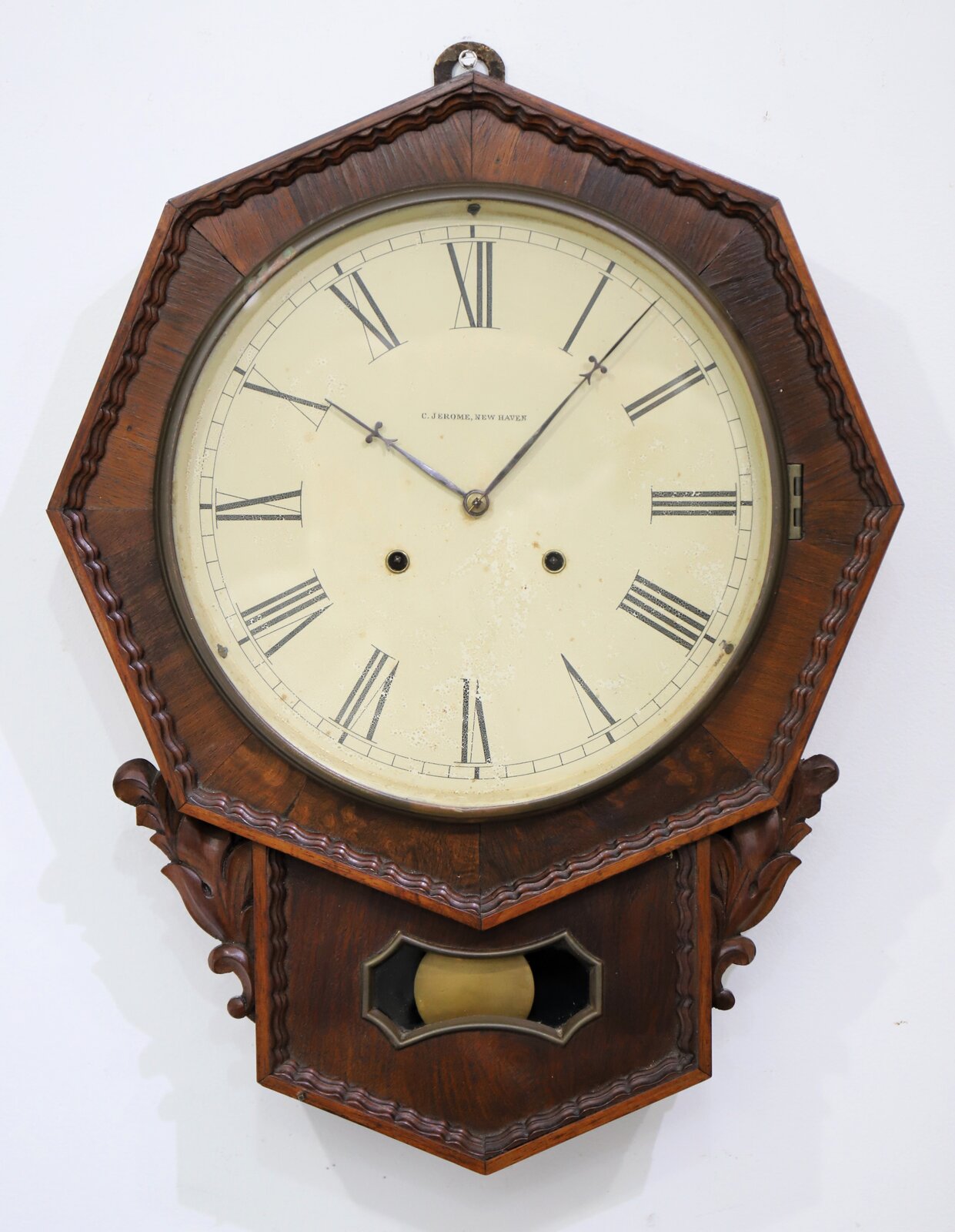 Chauncey Jerome octagon drop fusee, ca. 1850. — Antique Clocks Price Guide