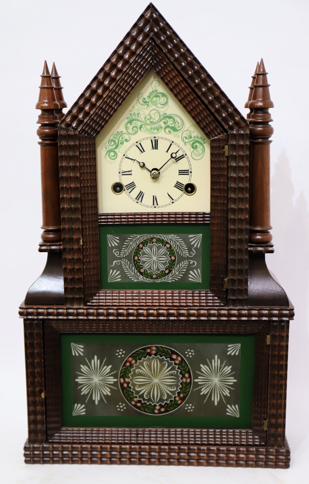 Miniature ripple-front double candlestick steeple, ca. 1980? — Antique Clocks Price Guide