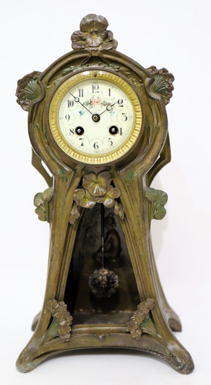 French art nouveau metal case clock, ca. 1900. — Antique Clocks Price Guide