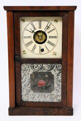 Smith & Goodrich 8-day miniature shelf clock with alarm, 1847-1852.