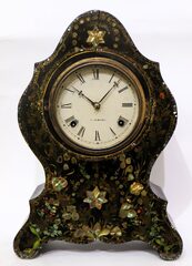 Chauncey Jerome papier mâché shelf clock, 1845-1850.