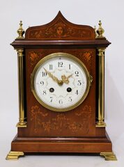 AD Mougin marquetry shelf clock, ca. 1900.