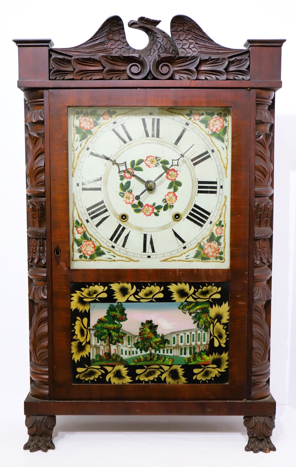 George D Wadhams (Garner Curtiss) 30-hour carved column shelf clock, 1825–1837. — Antique Clocks Price Guide