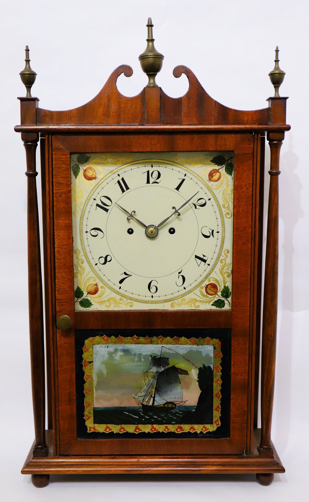 Miniature pillar & scroll with brass movement, ca. 1830? — Antique Clocks Price Guide