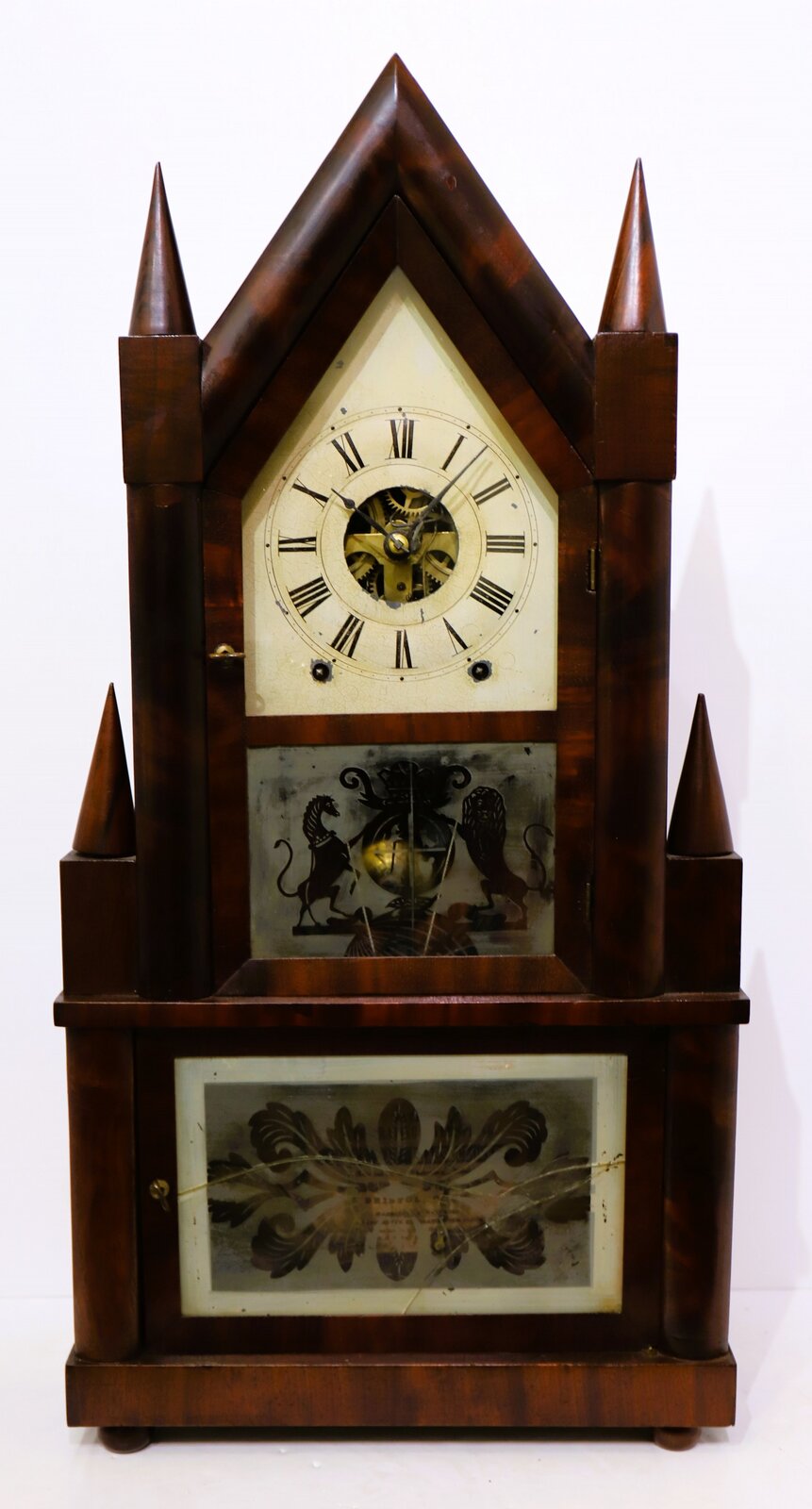 Birge & Fuller double-steeple with wagon spring movement, 1844-1848. — Antique Clocks Price Guide