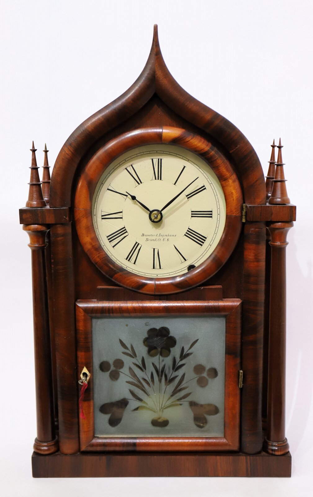 Brewster & Ingrahams four-post sharp gothic (onion top), 1843-1852. — Antique Clocks Price Guide
