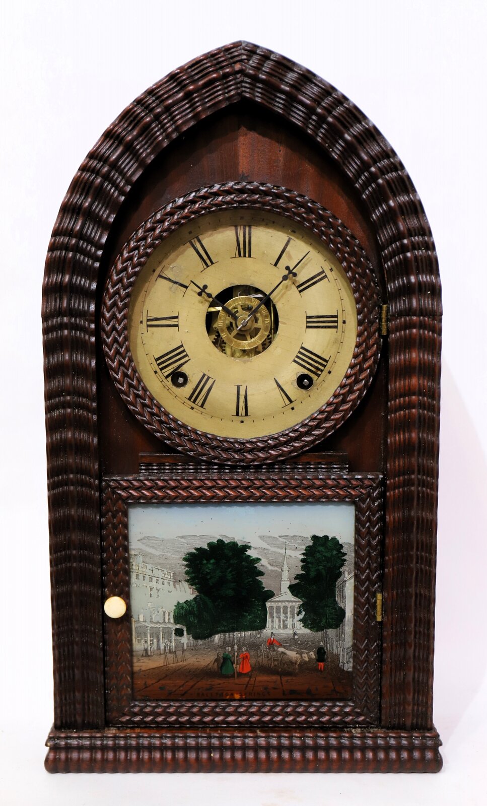 Forestville Mfg. Co. ripple-front round gothic (beehive), 1842-1849. — Antique Clocks Price Guide