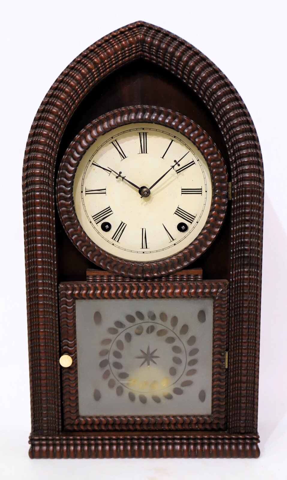 Forestville Mfg. Co. ripple-front round gothic (beehive), 1842-1849. — Antique Clocks Price Guide