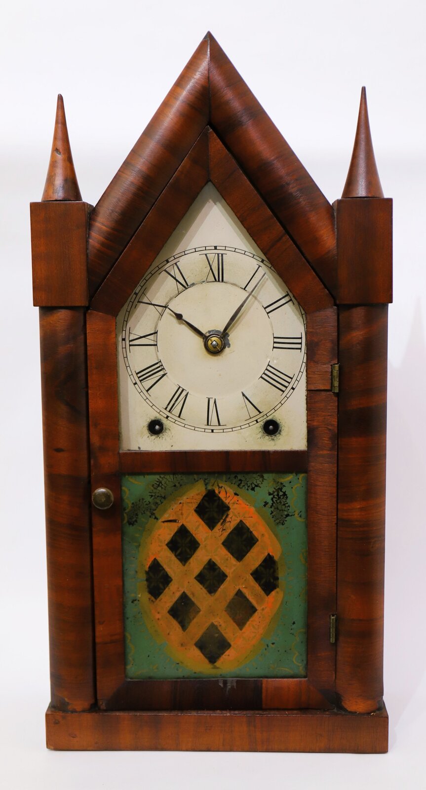 Brewster & Ingrahams 8-day sharp gothic with brass springs, 1843-1852. — Antique Clocks Price Guide