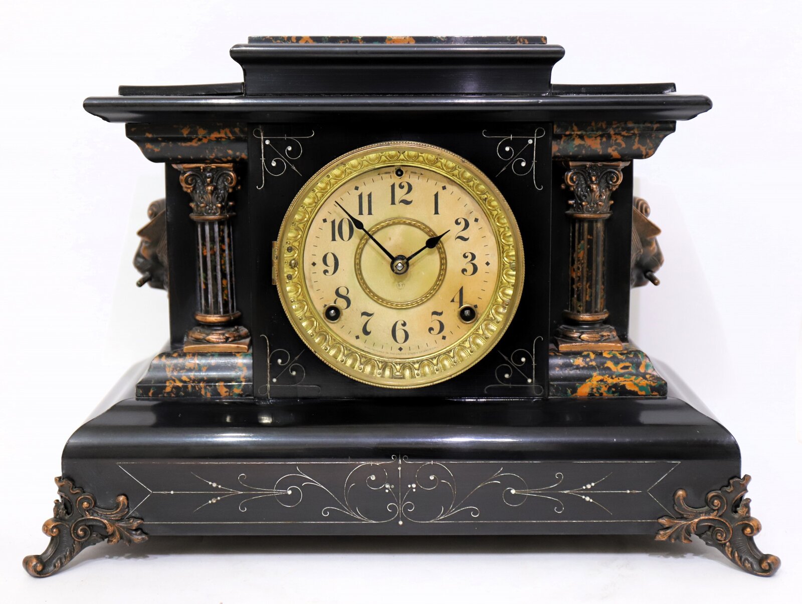 Seth Thomas Clock Co. adamantine black mantel, 1898. — Antique Clocks Price Guide