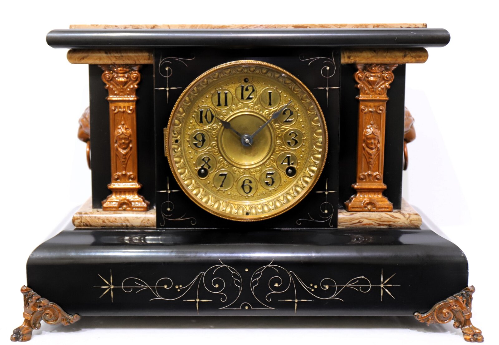 Seth Thomas Clock Co. adamantine black mantel clock, ca. 1894. — Antique Clocks Price Guide