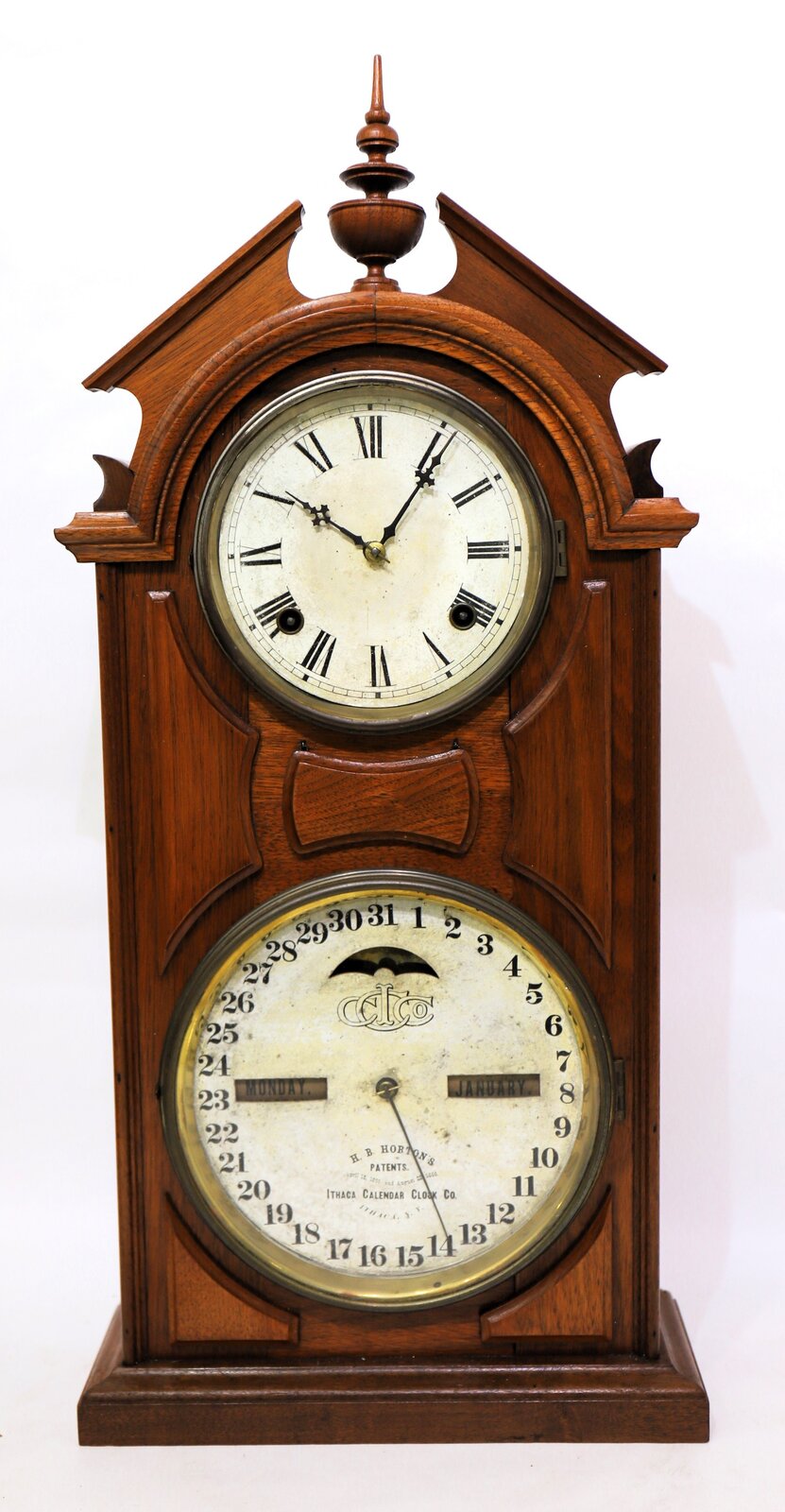 Ithaca Calendar Clock Co. “Single Finial Library No. 8”, 1868-1883. — Antique Clocks Price Guide
