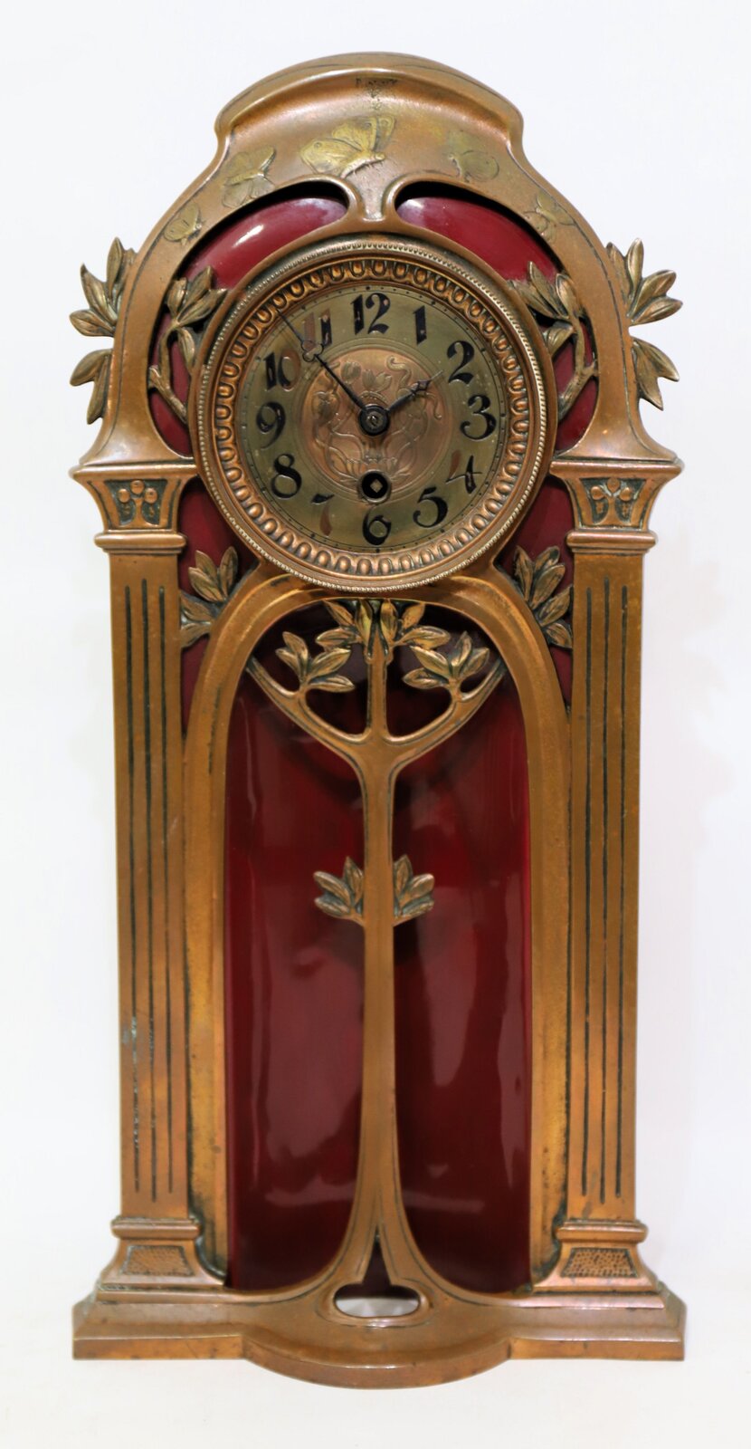 French(?) Art Nouveau porcelain and brass clock, ca. 1910. — Antique Clocks Price Guide