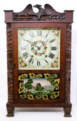 George D Wadhams (Garner Curtiss) 30-hour carved column shelf clock, 1825–1837.