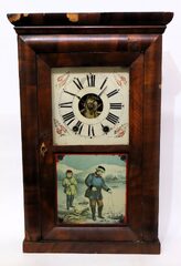 E.C. Brewster & Co. shelf clock with Kirk’s backplate, 1840-1843.