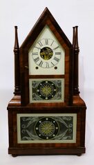 J J & W Beals candlestick double-steeple with wagon spring movement, 1844-1848.