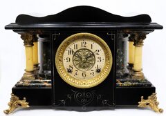 Seth Thomas Clock Co. adamantine black mantel,ca. 1900.