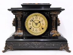 Seth Thomas Clock Co. adamantine black mantel, 1898.