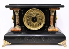 Seth Thomas Clock Co. adamantine black mantel, 1893.