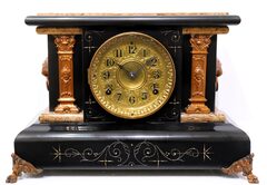 Seth Thomas Clock Co. adamantine black mantel clock, ca. 1894.