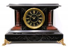 E. Ingraham Co. enameled wood mantel clock, ca. 1890.