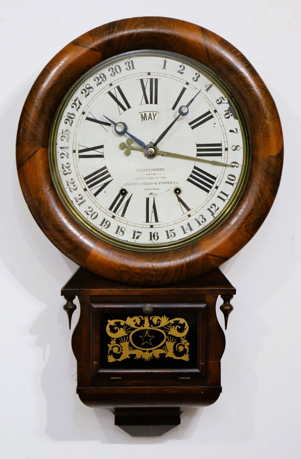 Ansonia Brass & Copper Co. “Drop Extra Calendar”, 1869-1877. — Antique Clocks Price Guide
