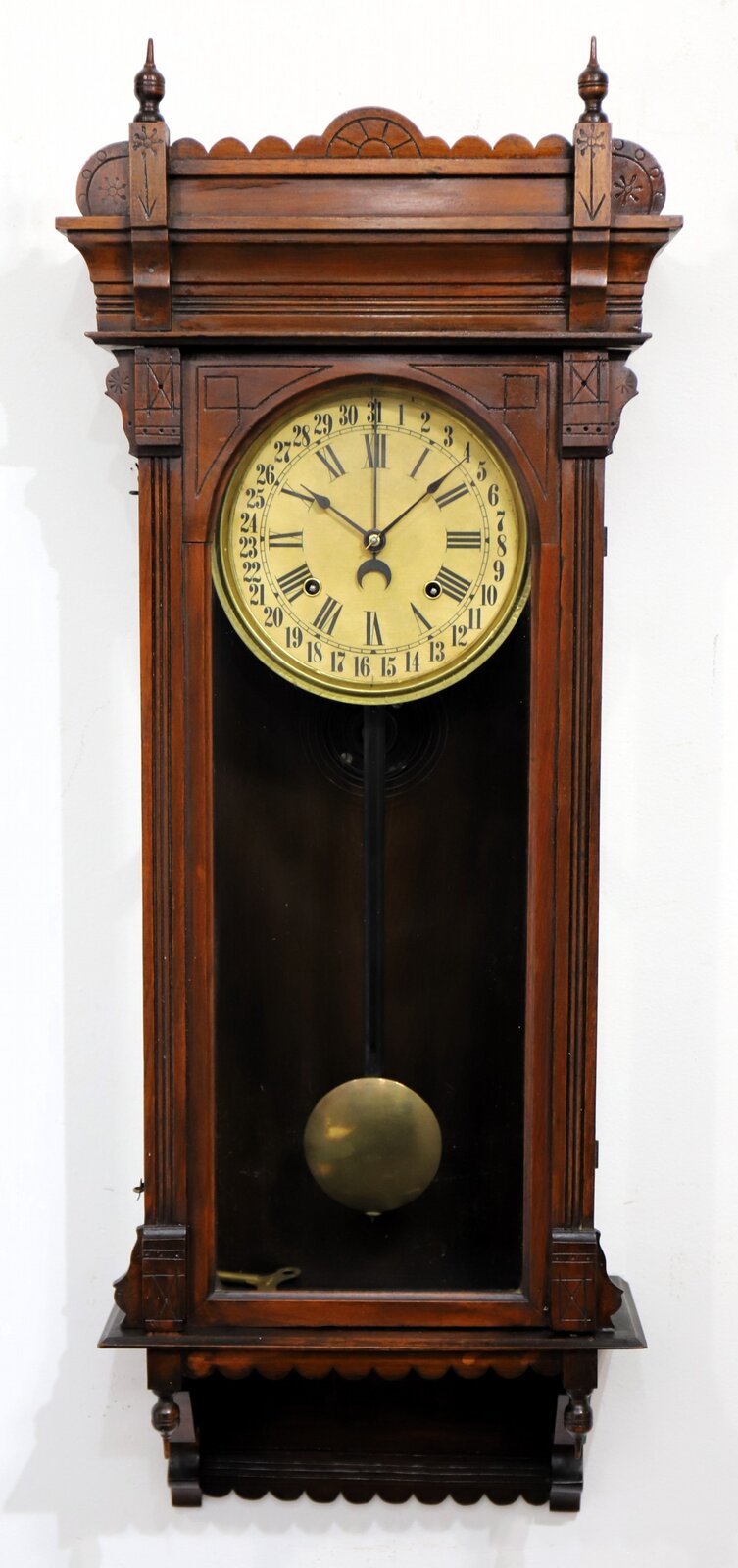 Russell & Jones Clock Co. “Mayflower” calendar wall clock, ca. 1890. — Antique Clocks Price Guide