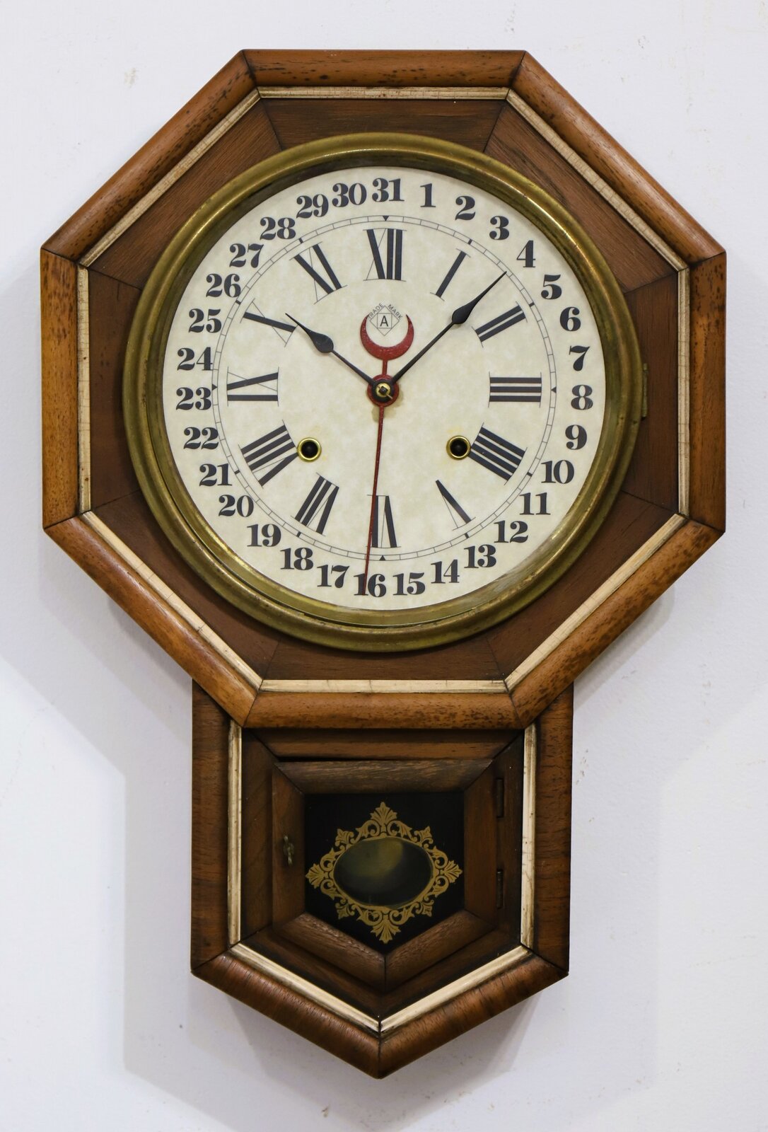 Ansonia Clock Co. “10-Inch Drop Octagon-Gilt Calendar”, ca. 1901. — Antique Clocks Price Guide