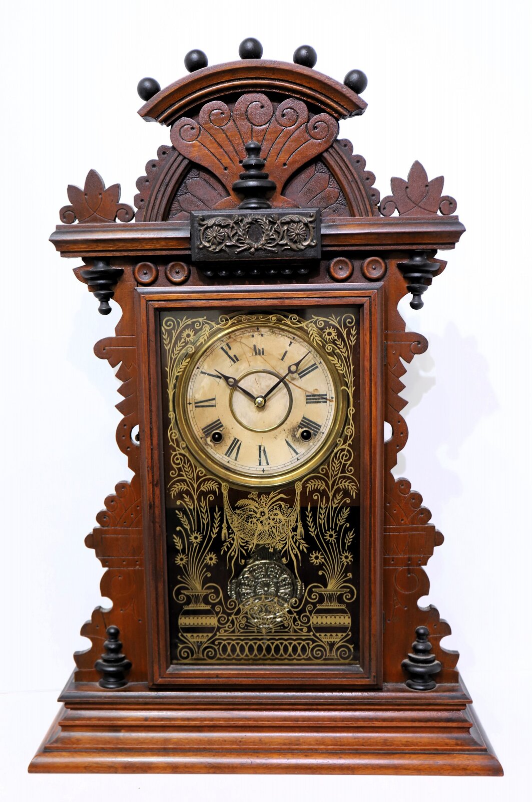 E Ingraham Co. ball-top shelf clock, ca. 1890. — Antique Clocks Price Guide