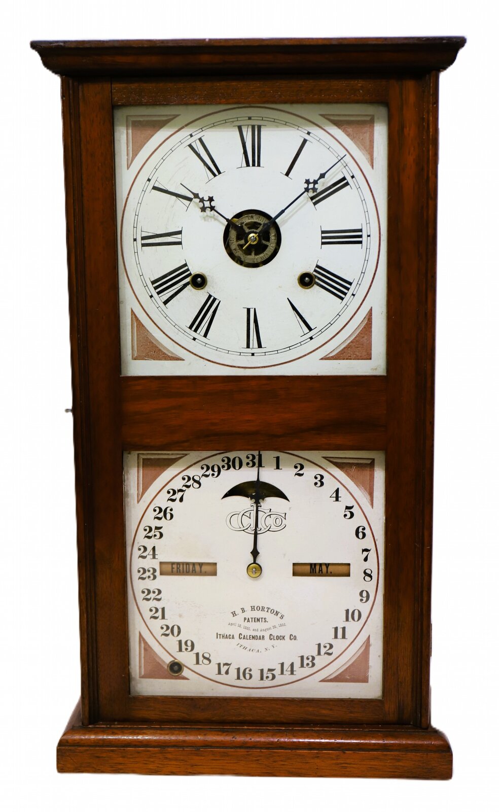 Ithaca Calendar Clock Co. “No. 10 Early Farmer’s”, 1870-1878. — Antique Clocks Price Guide