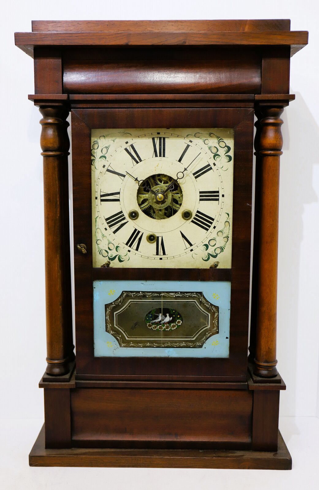 Wm. S. Johnson four-post column & cornice with alarm, 1841-1848. — Antique Clocks Price Guide