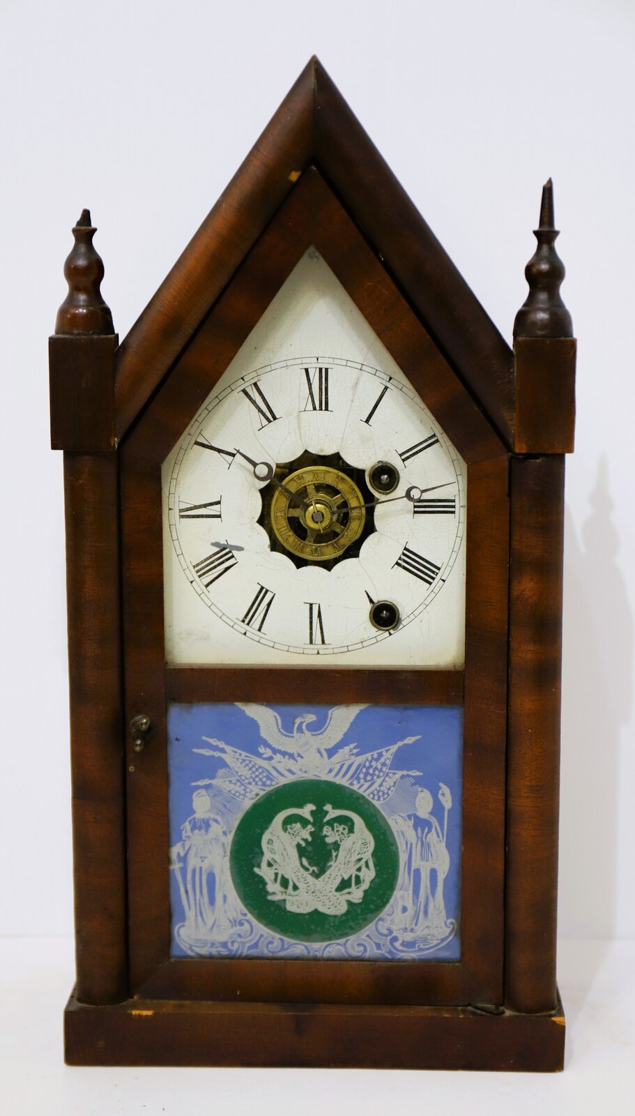 Ansonia Brass Co. miniature steeple with alarm, 1854-1869. — Antique Clocks Price Guide