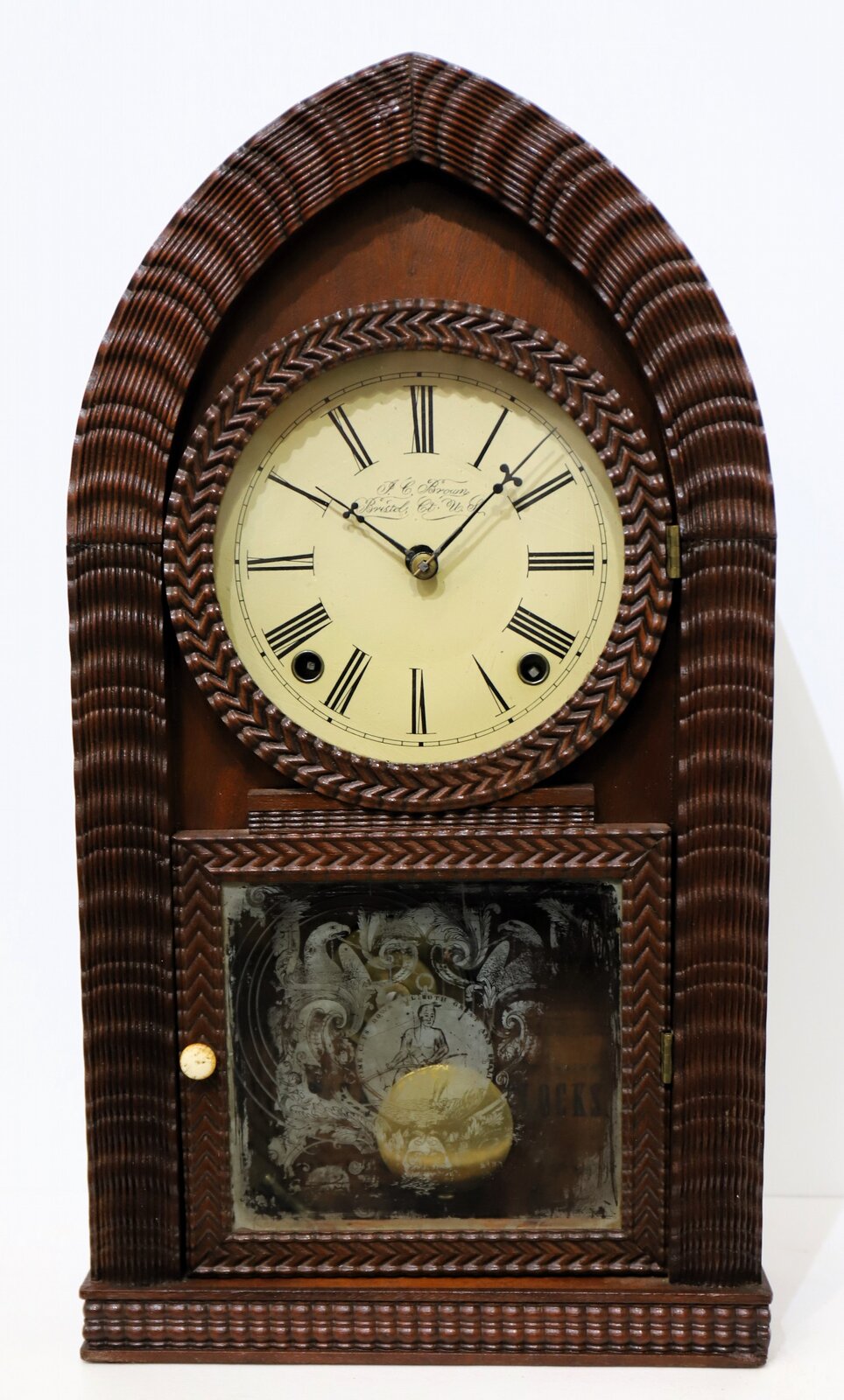 Forestville Manufacturing Co. ripple-front gothic, 1842-1849. — Antique Clocks Price Guide