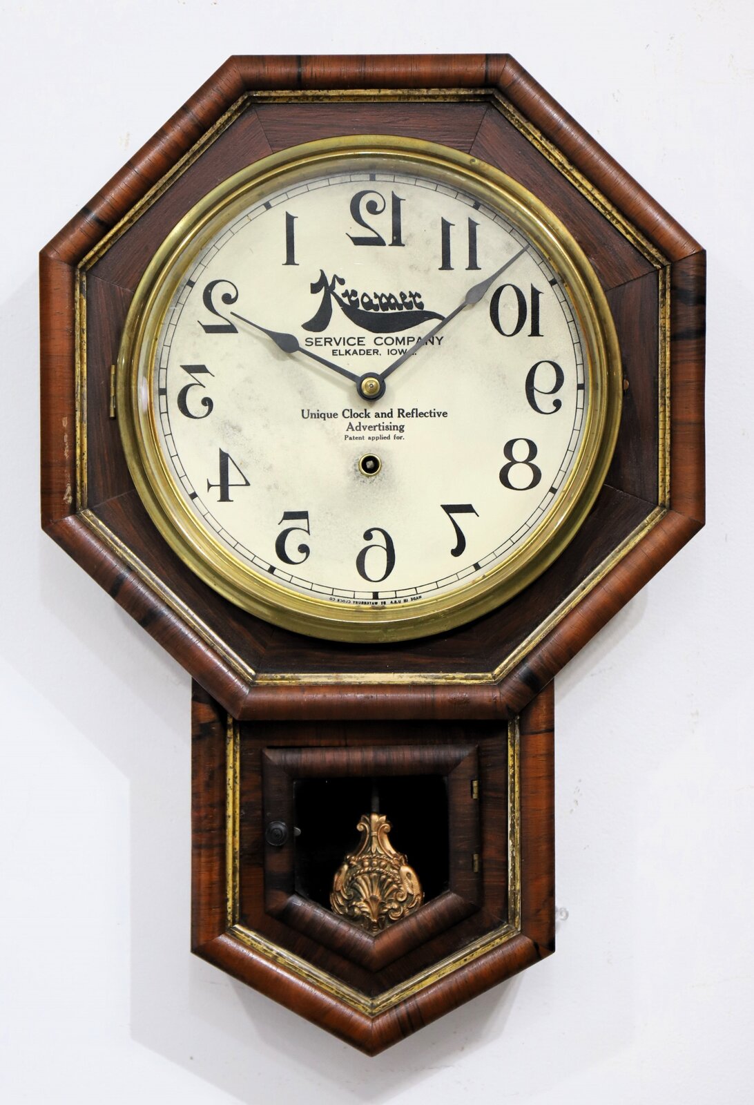 Waterbury Clock Co. “Drop Octagon, Gilt” barbershop clock, ca. 1891. — Antique Clocks Price Guide