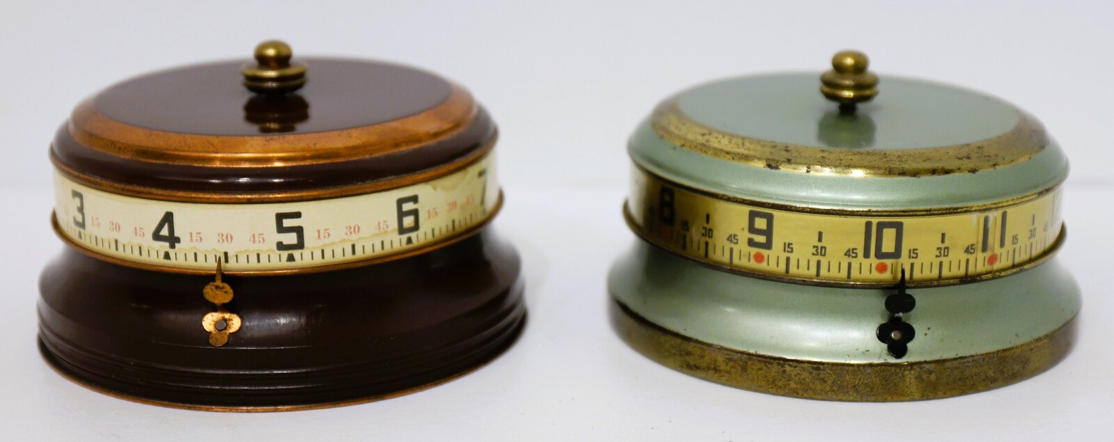 ea. Rotary tape measure clocks, ca. 1940. — Antique Clocks Price Guide