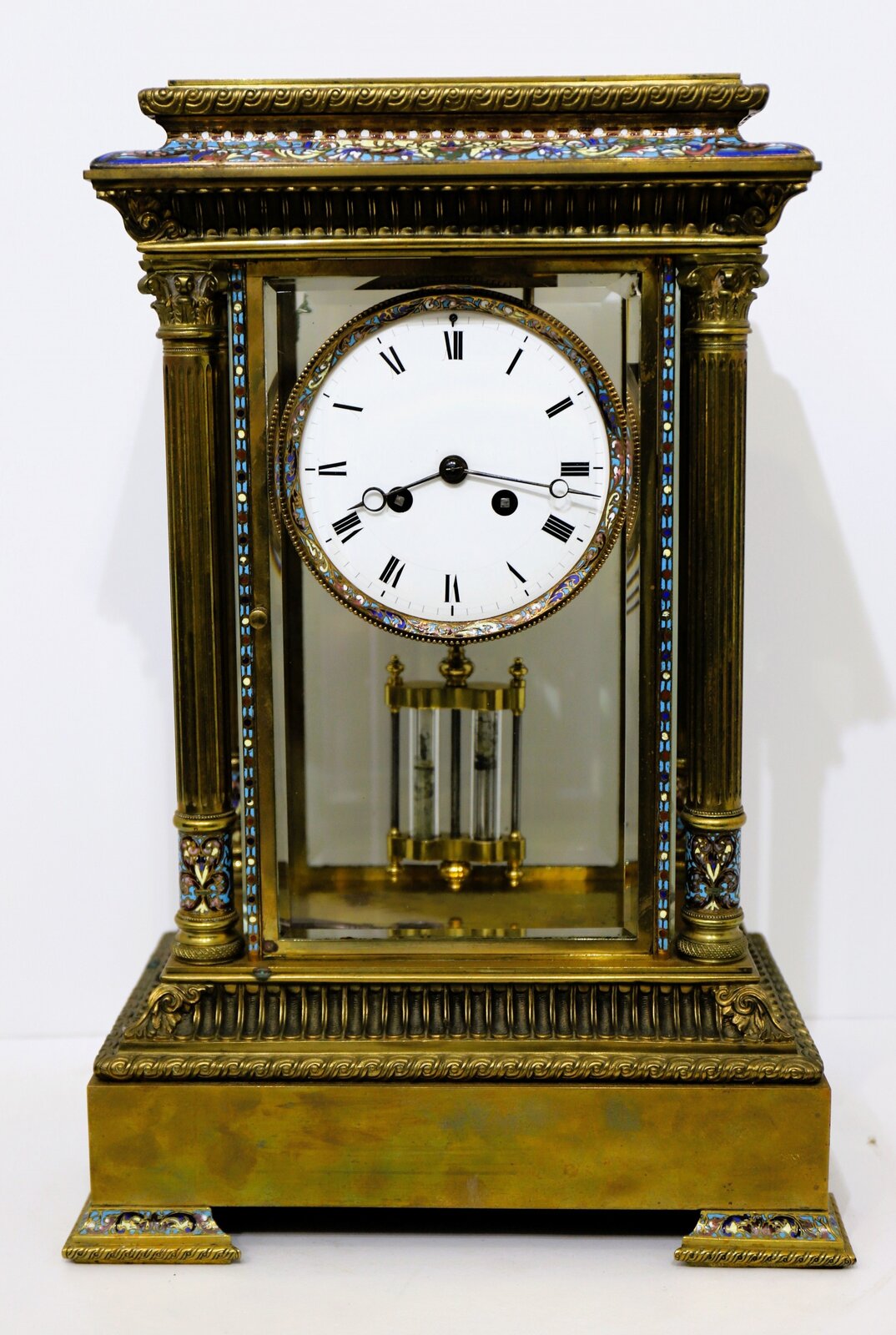Vincenti & Cie crystal regulator with champlevé,ca. 1880. — Antique Clocks Price Guide