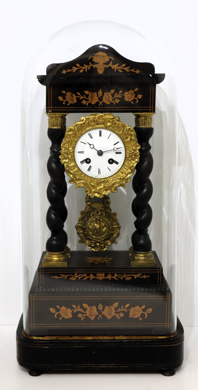 Japy Fils portico on stand with glass dome, ca. 1850. — Antique Clocks Price Guide