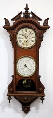 Jerome & Co. double dial wall clock, ca. 1886.