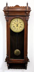 Russell & Jones Clock Co. “Mayflower” calendar wall clock, ca. 1890.