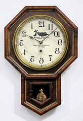 Waterbury Clock Co. “Drop Octagon, Gilt” barbershop clock, ca. 1891.