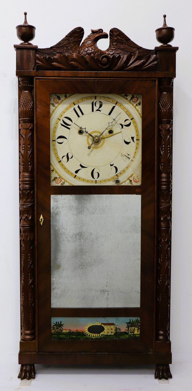 Silas Hoadley upside-down shelf clock, ca. 1830. — Antique Clocks Price Guide