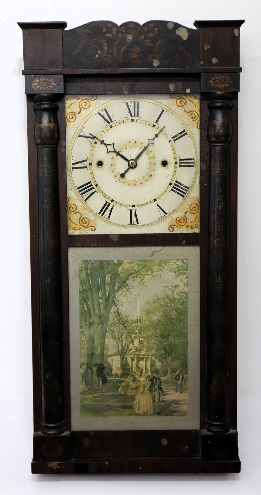 Jeromes’ & Darrow bronzed looking glass clock, 1828-1834. — Antique Clocks Price Guide